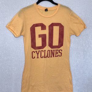 GO CYCLONES yellow 213 top Iowa State womens LARGE